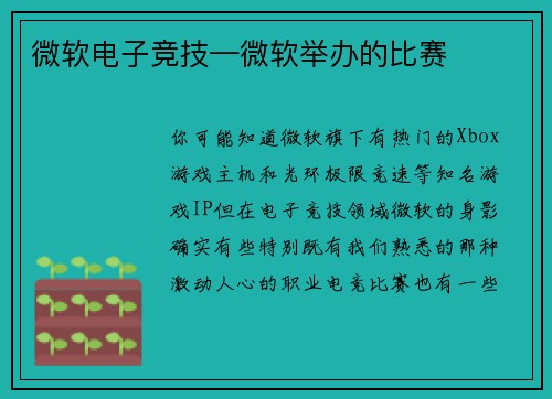 微软电子竞技—微软举办的比赛